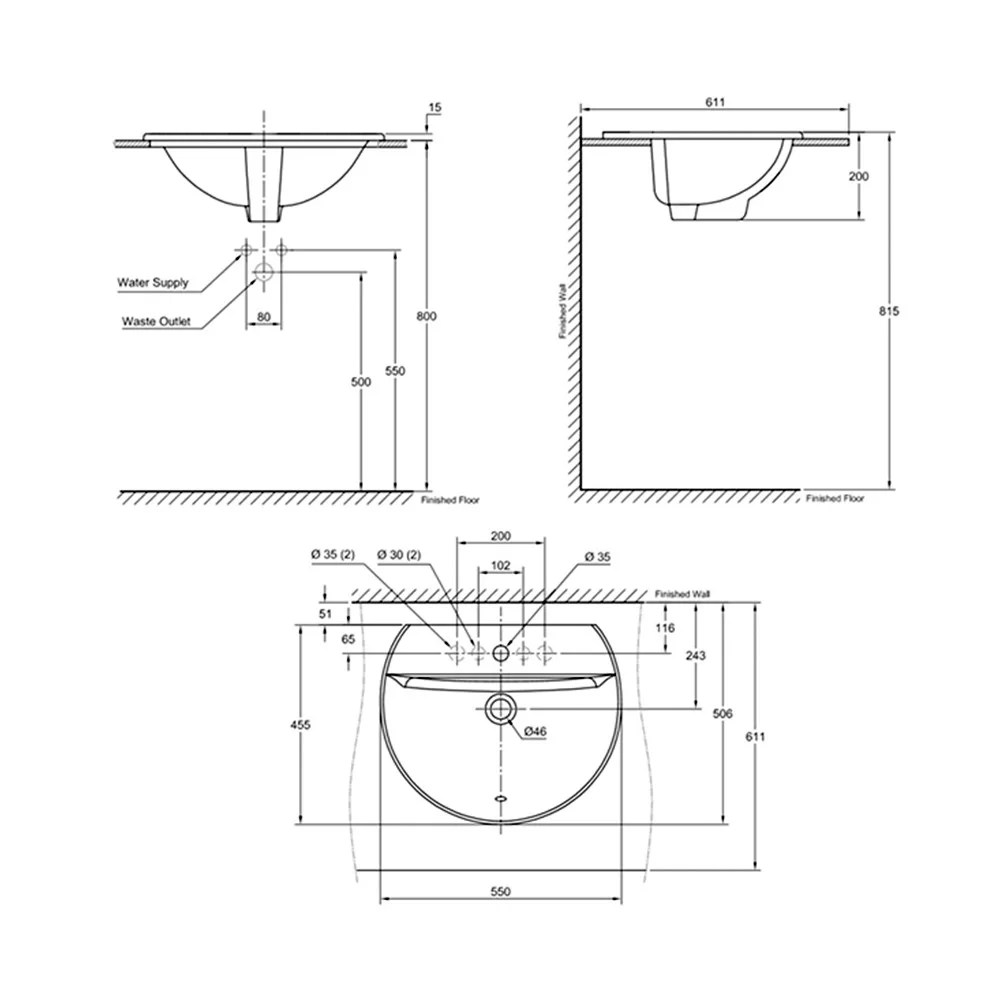 American Standard Concept Sphere Self Rimming CounterTop Wash Basin