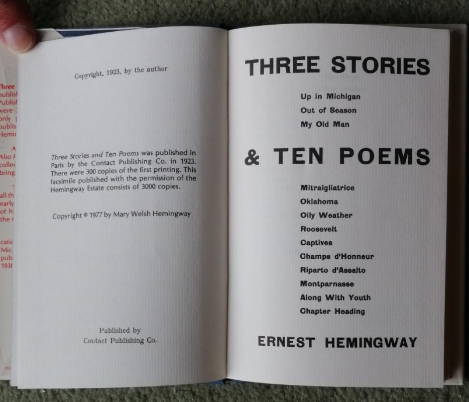 Three Stories & Ten Poems Books PBFA