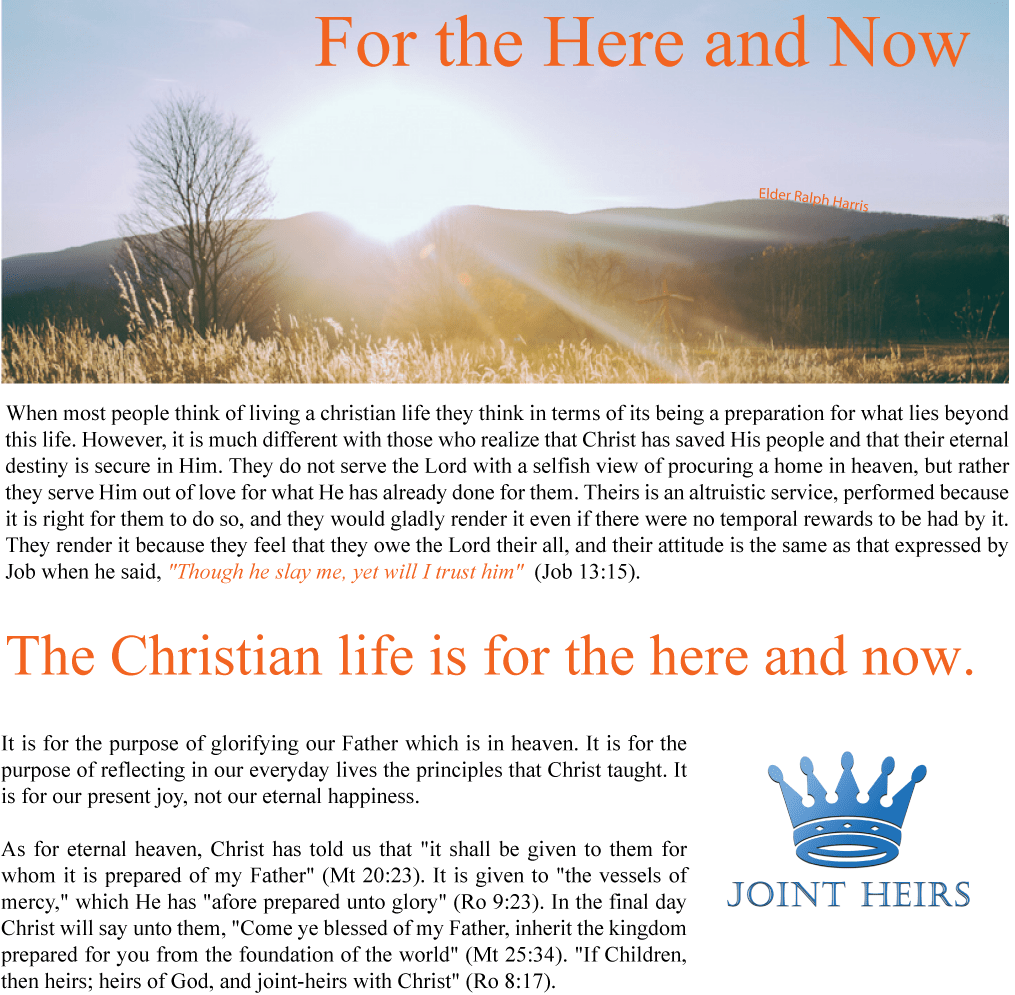 Christian life is for today.