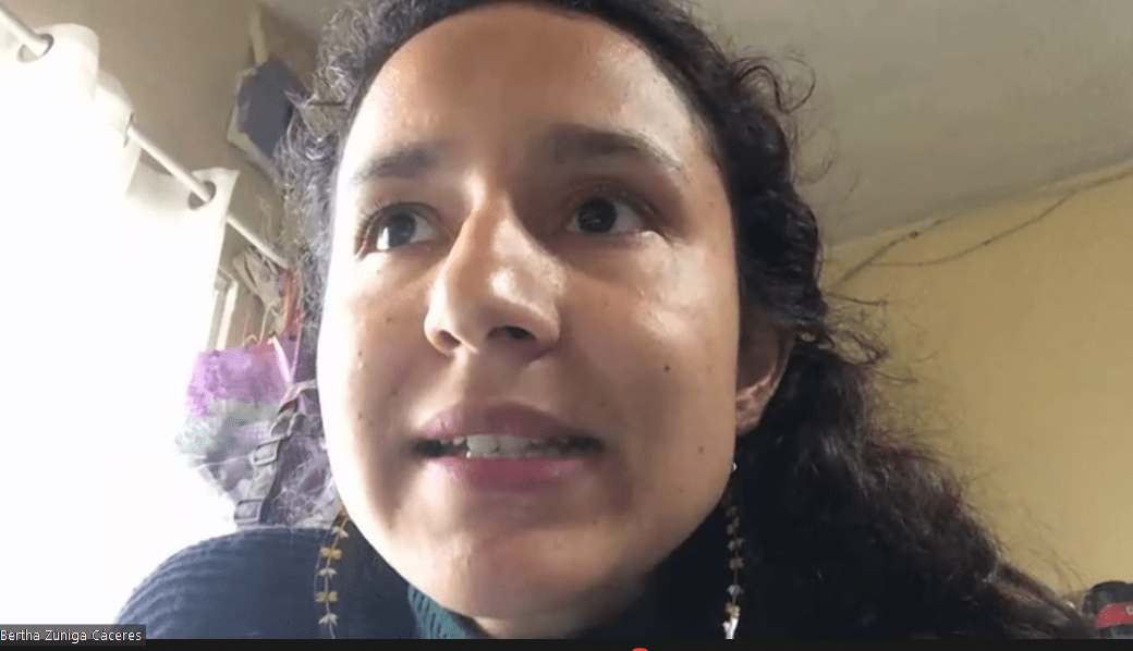 COPINH coordinator Bertha Zúñiga Cáceres expresses support for the