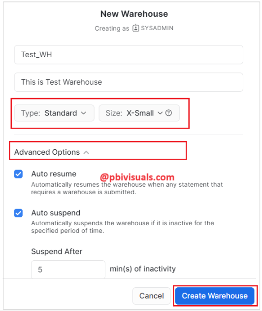 Snowflake Warehouse Types, Features, Creation, and Deletion PBI Visuals