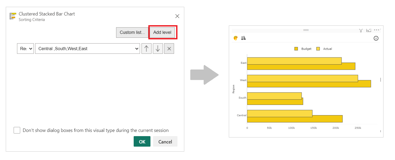 Create Clustered Stacked Bar Chart for Power BI PBI VizEdit