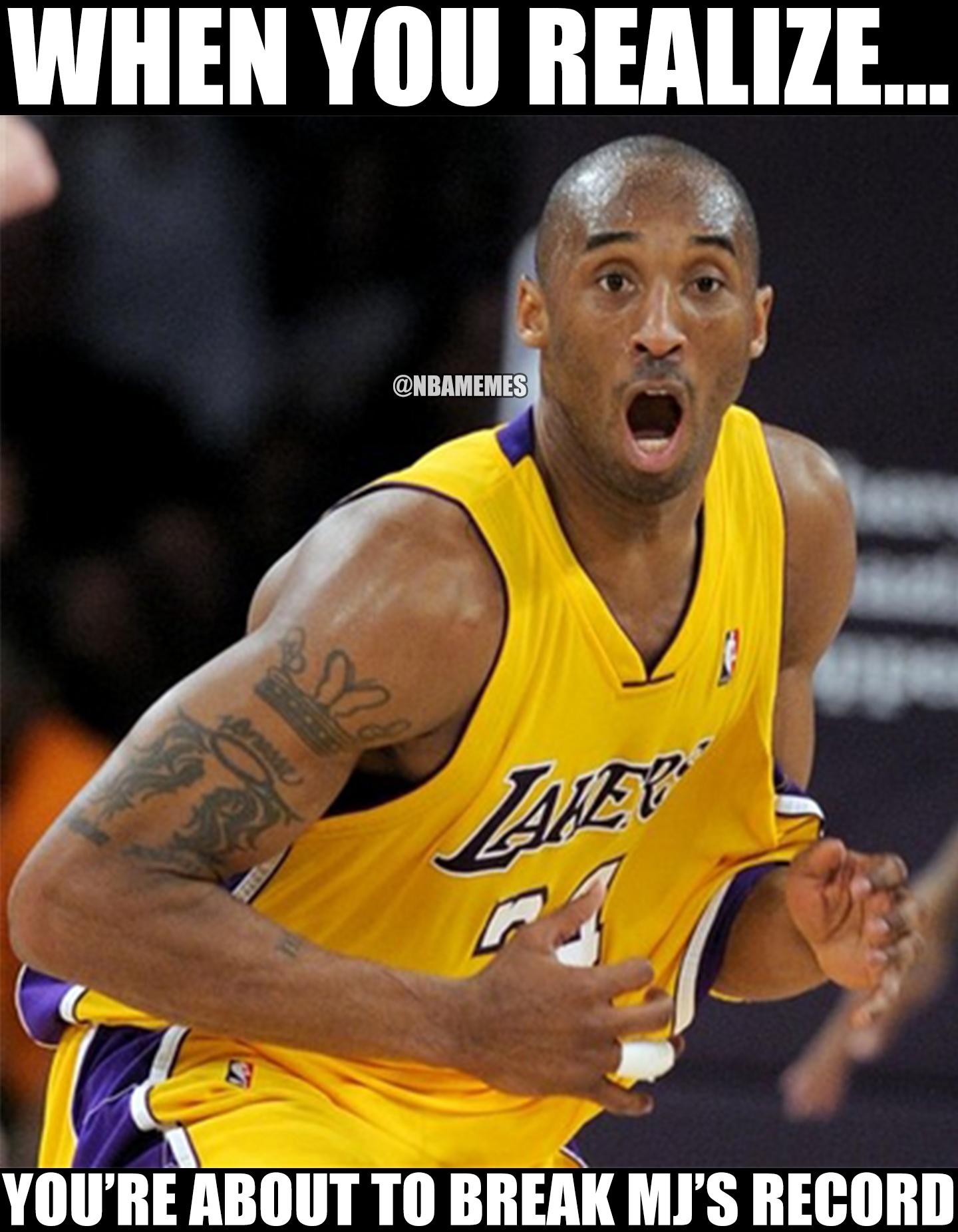 NBA Memes on Twitter "Kobe Bryant needs just 31 points to PASS Michael