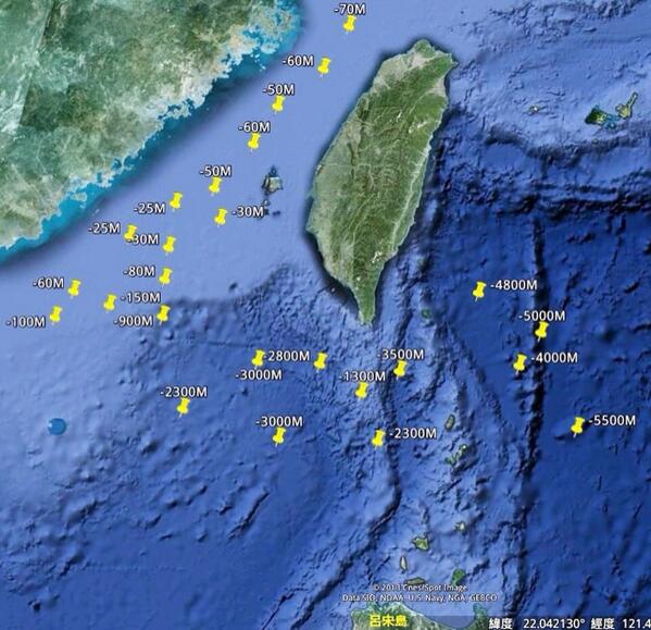 jong ming on Twitter "巴士海峽Bashi Channel深度多在1300M5500M之間而台灣海峽Taiwan