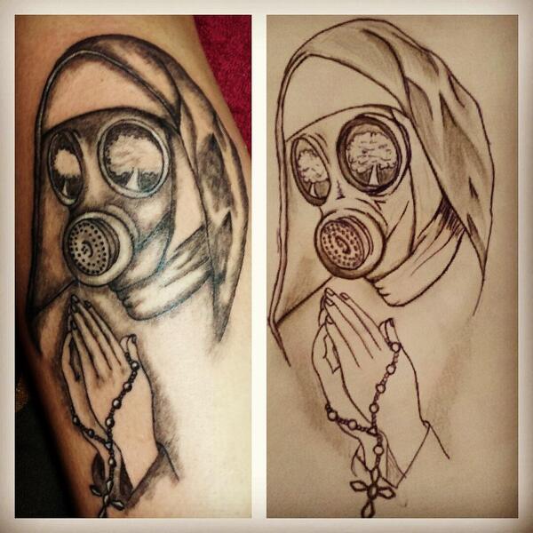 Keiraart A Twitter: "Leg Piece Done Today #Keiraart #Tattoo #Ink #Gasmask #Nun Http://T.co/Reisemn9Yi" / Twitter 600_x_600_jpg