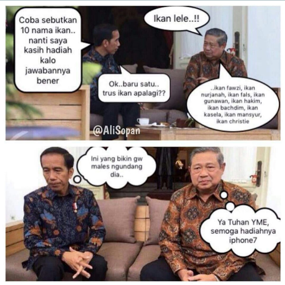 Lucu Parah, Meme Jokowi Tanya Ikan ke SBY Yang Jawabannya