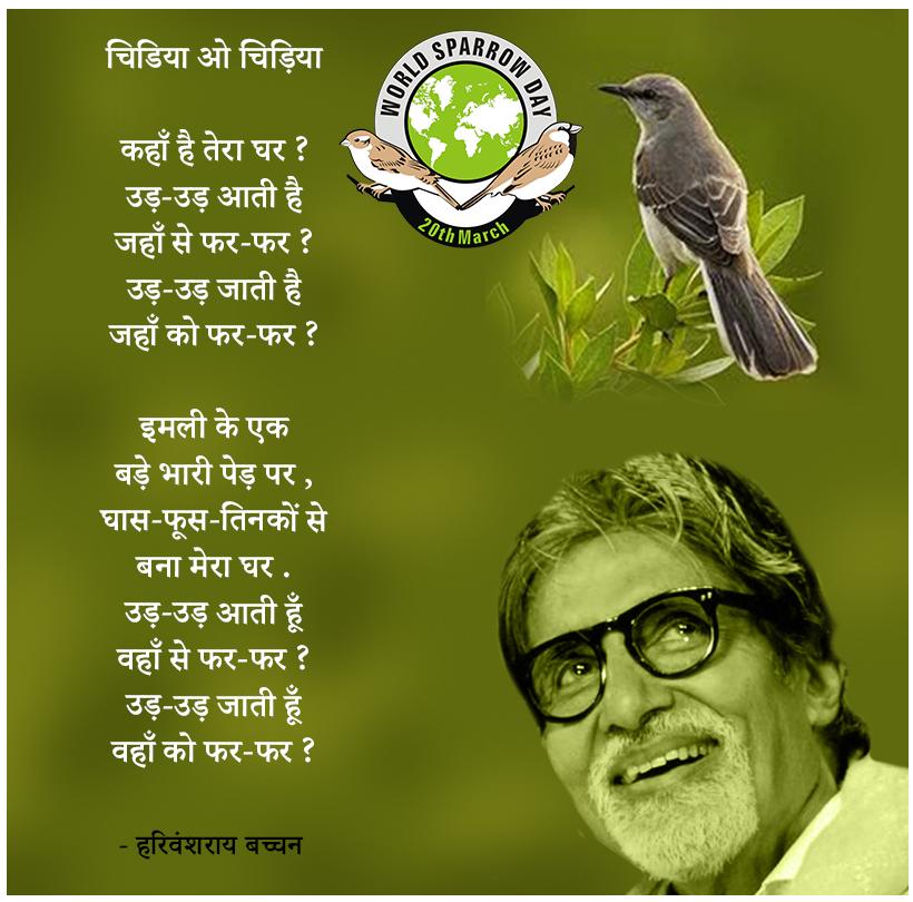 Amitabh Bachchan on Twitter "T 1806 Today WORLD SPARROW