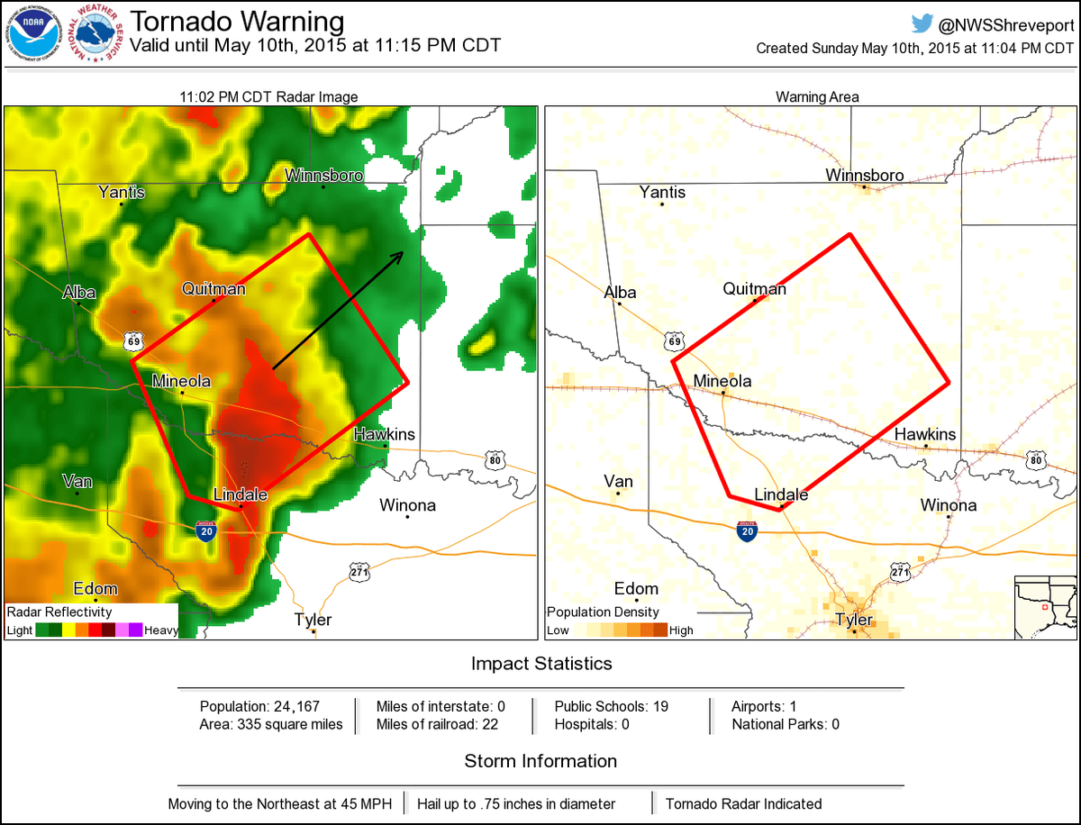 Tornado Warning including Mineola TX, Lindale TX until 1115 PM CDT