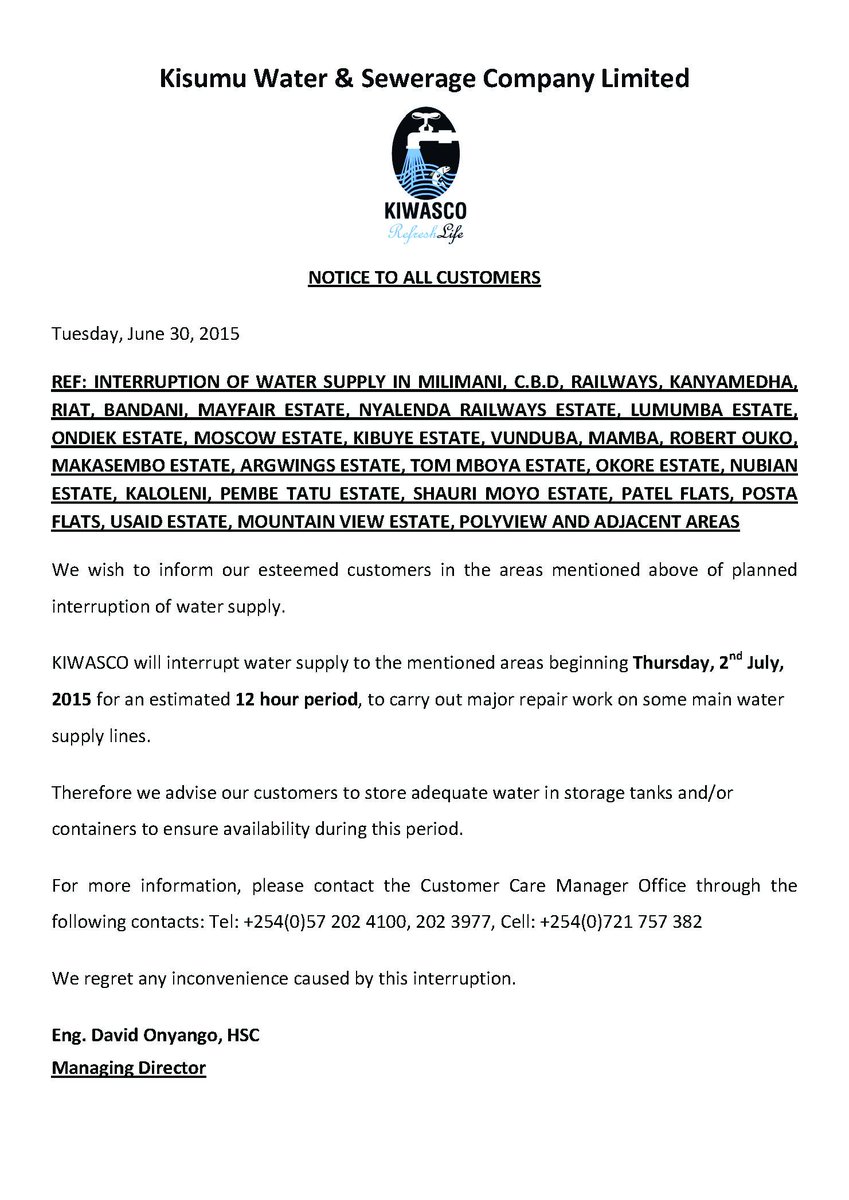Water Interruption Notice Interruption In Water Supply Wee 93 3 9 Fm