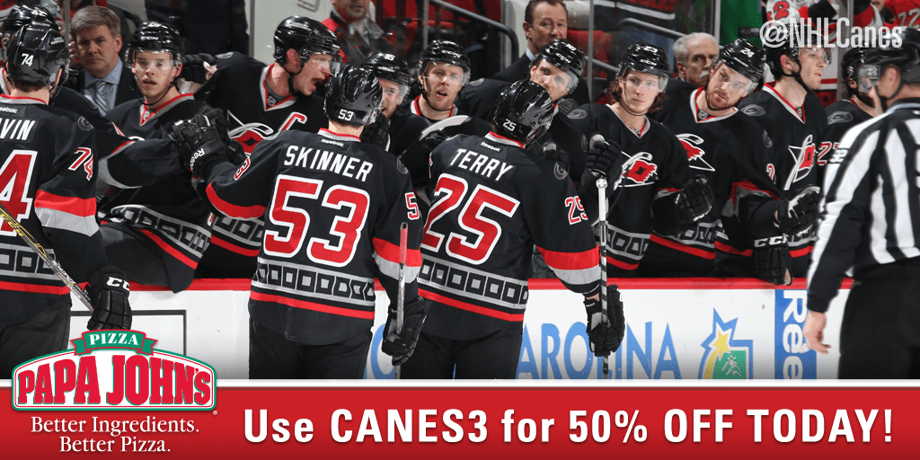 Use promo code CANES3 to get 50 off PapaJohns_RDU today after 3+ 