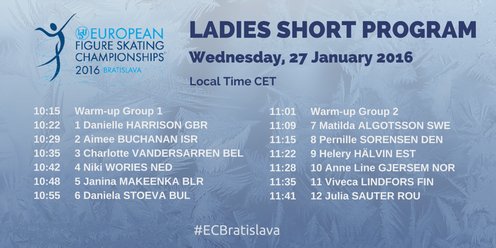 ISU Figure Skating on Twitter "Detailed schedule Ladies Short Program