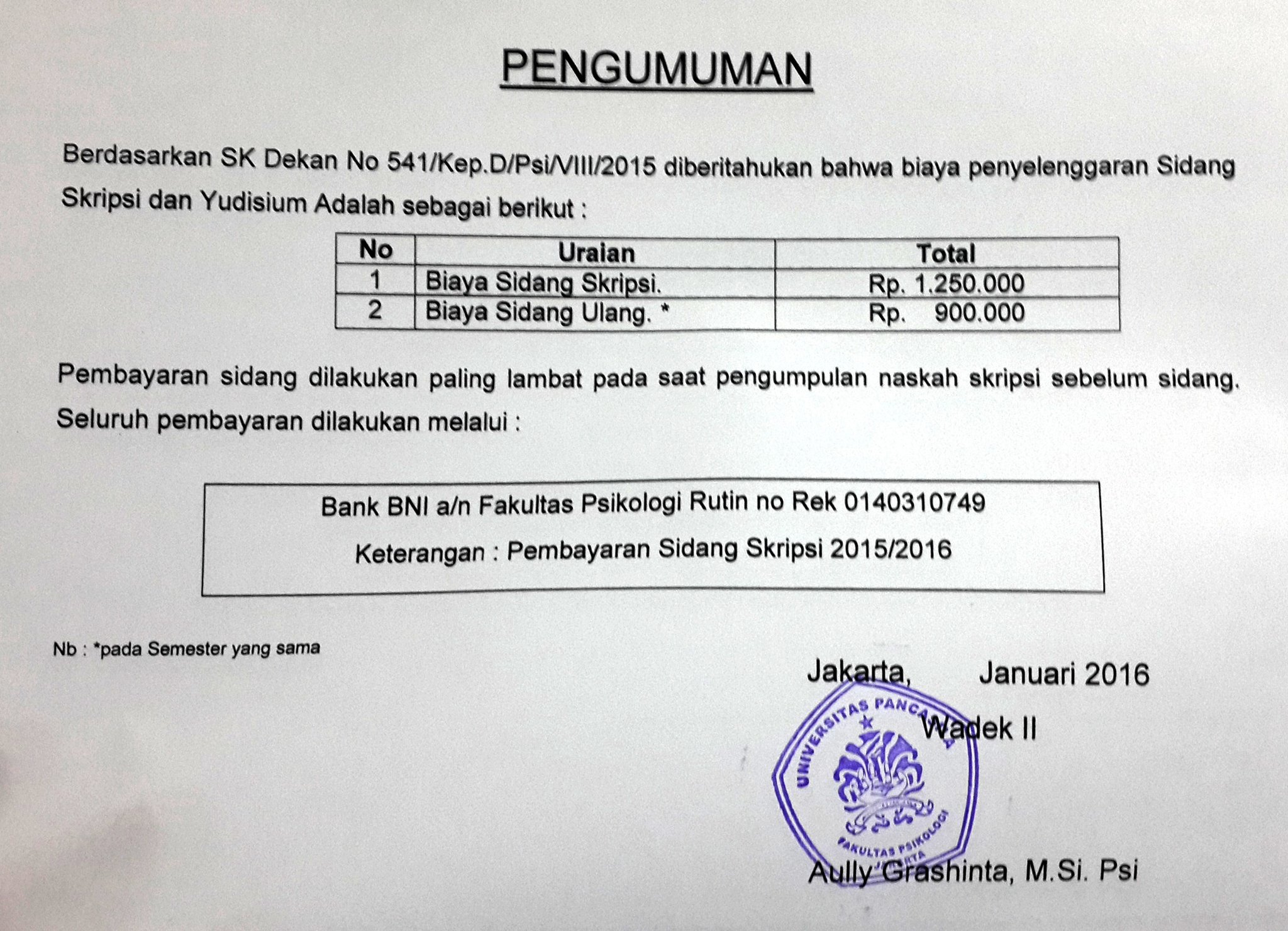 Fak. Psikologi Up On Twitter: "#Infoakademik Buat Kalian Calon Peserta Sidang Skripsi, Berikut Rincian Biaya Sidang Dan Yudisium Ta. 2015/2016. Https://T.co/Xtdjmyoqgw" / Twitter