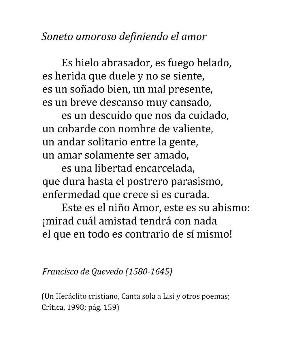 Antemano Frente a ti Bernard poemas de francisco de quevedo de