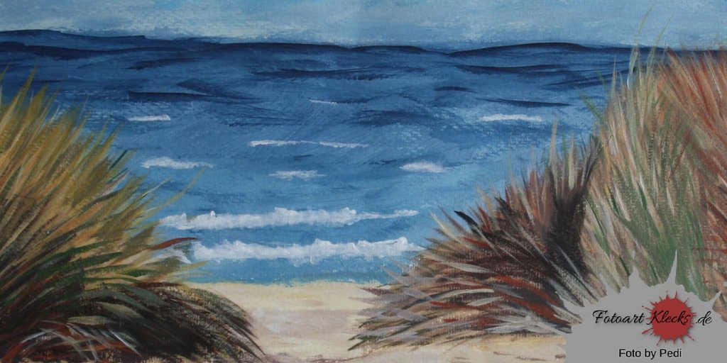 Fotoartklecks Twitterissa Acrylmalerei By Pedy Bild Meer Strand Gras Wellen