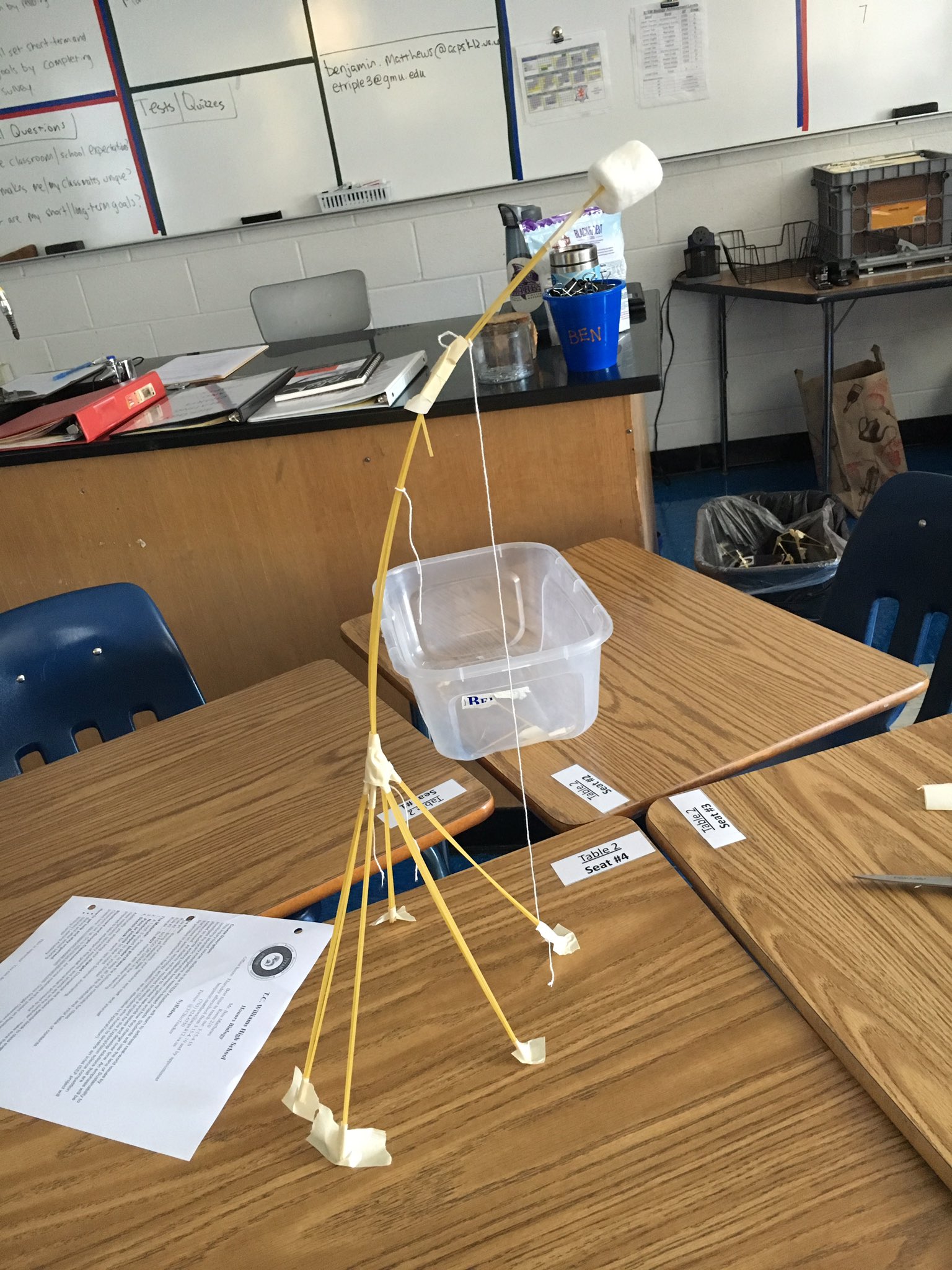 Ben Matthews on Twitter "String, tape, spaghetti, 1 marshmallow, 18