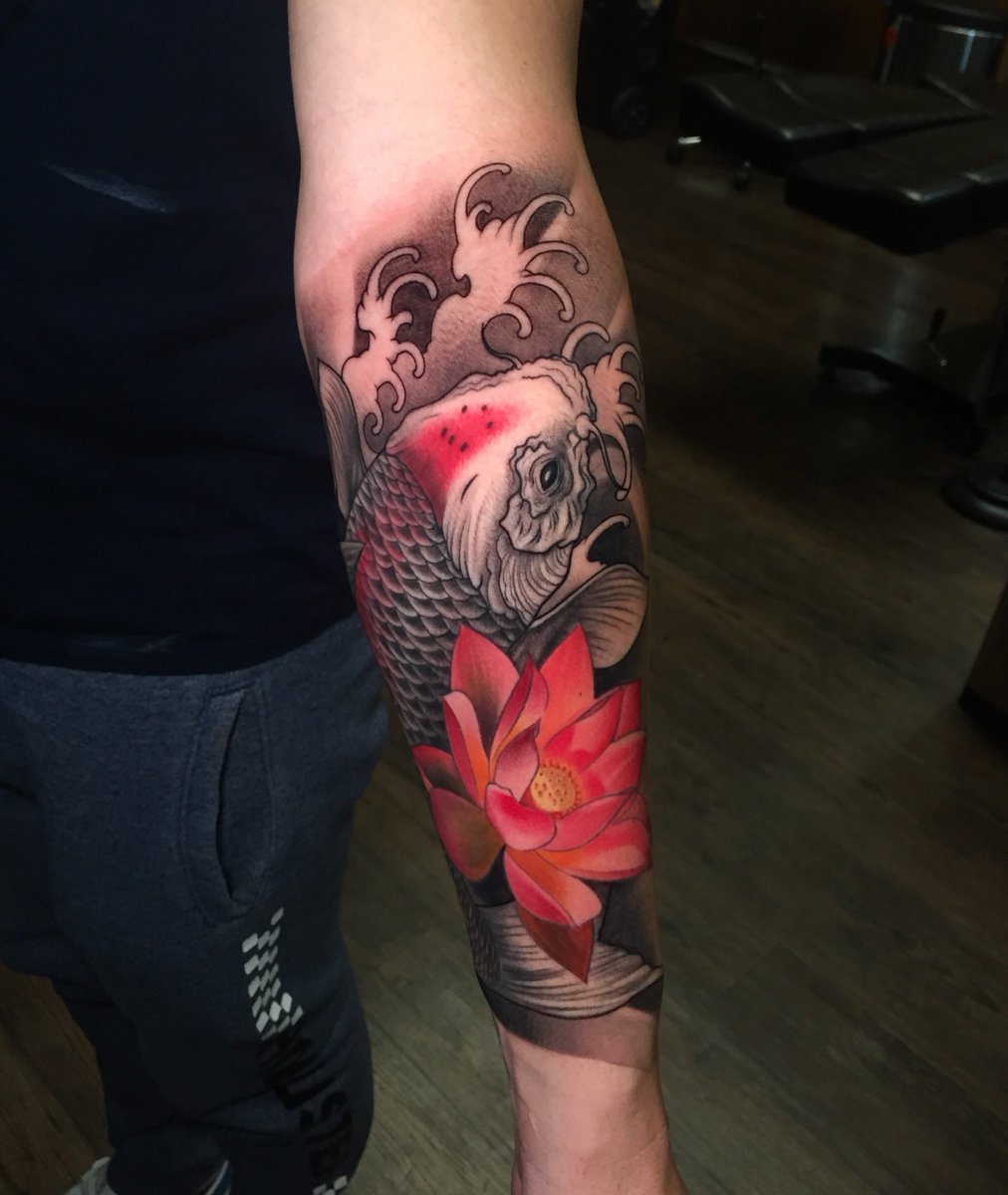 Dark Age Tattoo On Twitter: "Exquisite Koi Fish Tattoo By Francisco Sanchez At Dark Age Tattoo Studio In Denton, Tx. Https://T.co/W66Aw3Sdcm" / Twitter 1200_x_1012_jpg