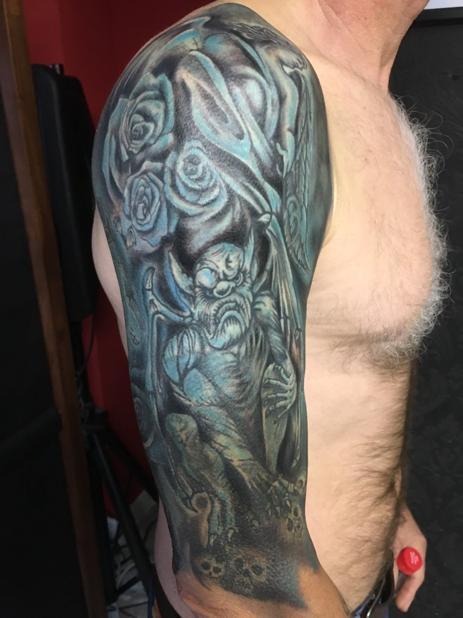 Kl Tattoo Art Studio On Twitter: "Gargoyle Cover Up Angel Https://T.co/Iqexlrsypa" / Twitter 2016_x_1512_jpg