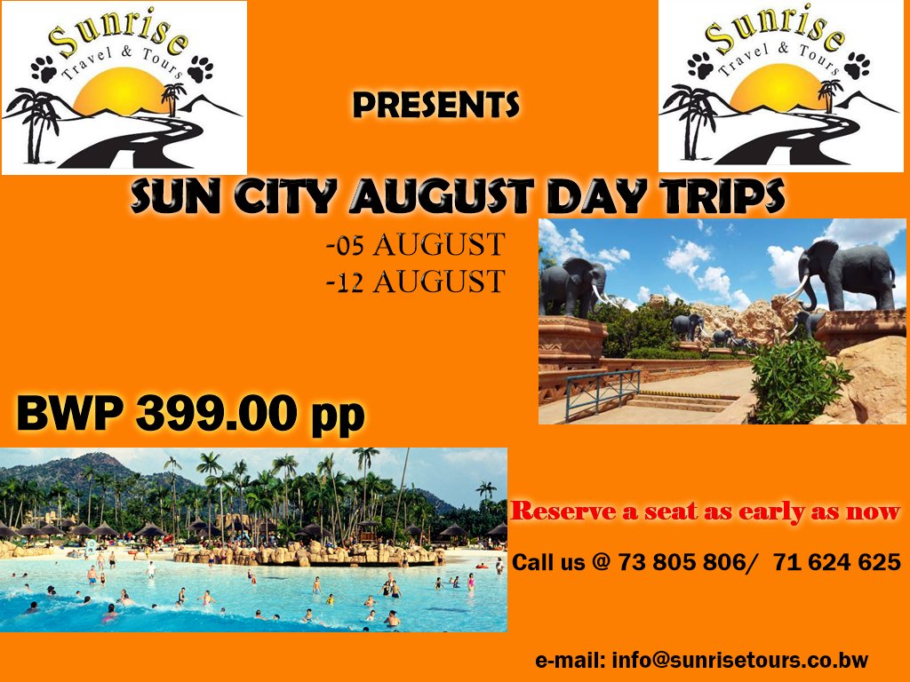 Sunrise Travel&Tours On Twitter: "Suncity Day Trip Exclusive Package -Bring 10 People Along On Board And Get A Free Ticket To Suncity. -Snack On Board -Entrance To The Resort Https://T.co/Wquf2Ylwjf" / Twitter