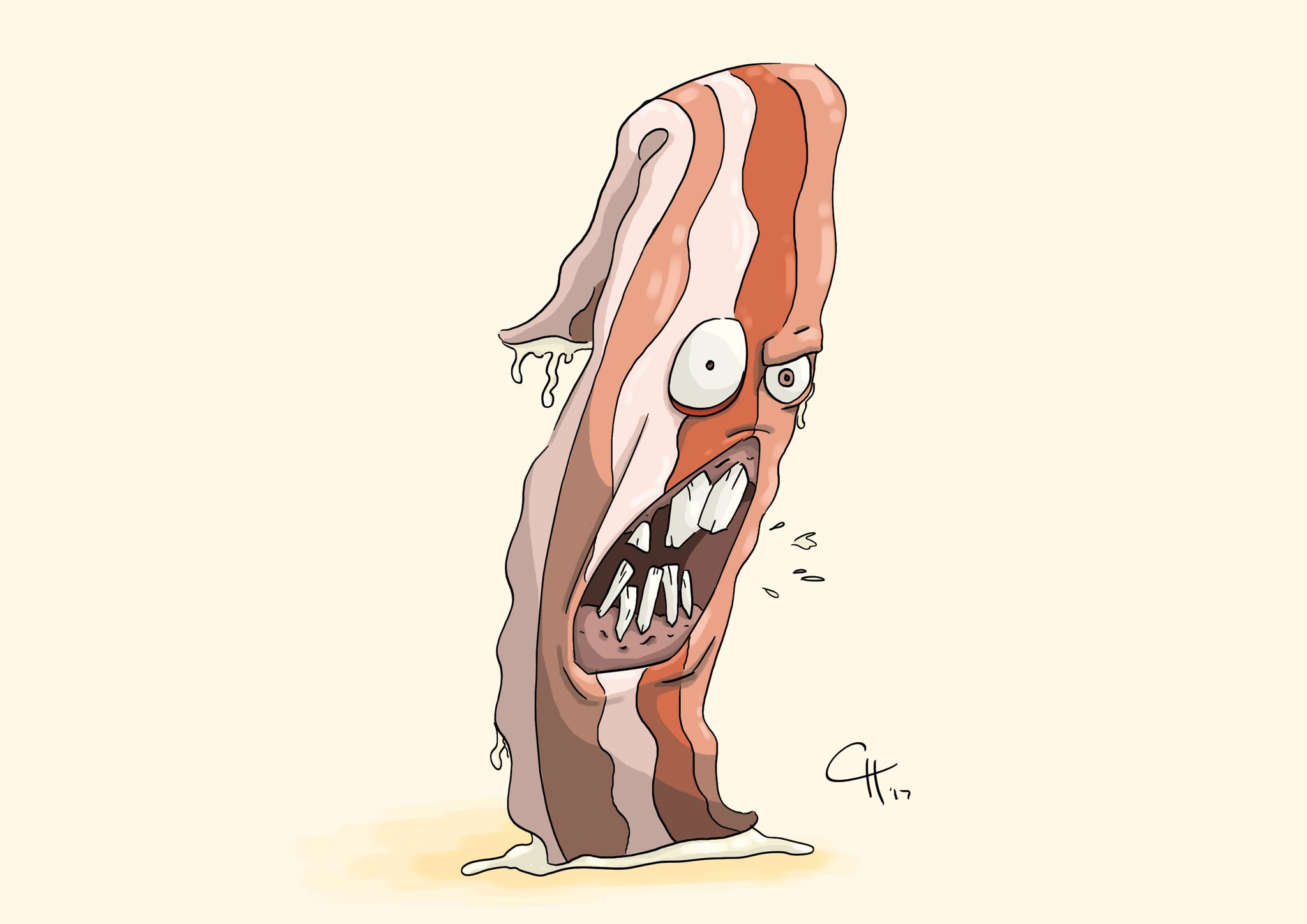 Ugly Gourmet on Twitter "Bacon Him Crazy! bacon food drawing 