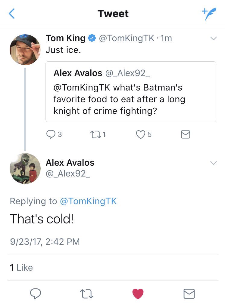 Tom King on Twitter "Sometimes twitter is what you want it to be.…