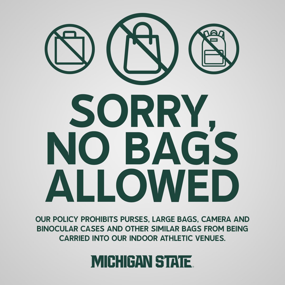 Michigan State Basketball on Twitter "Remember no bags allowed in