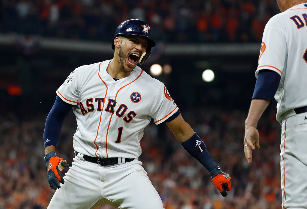Astros win. alex bregman hits a walkoff home run in the bottom of the
