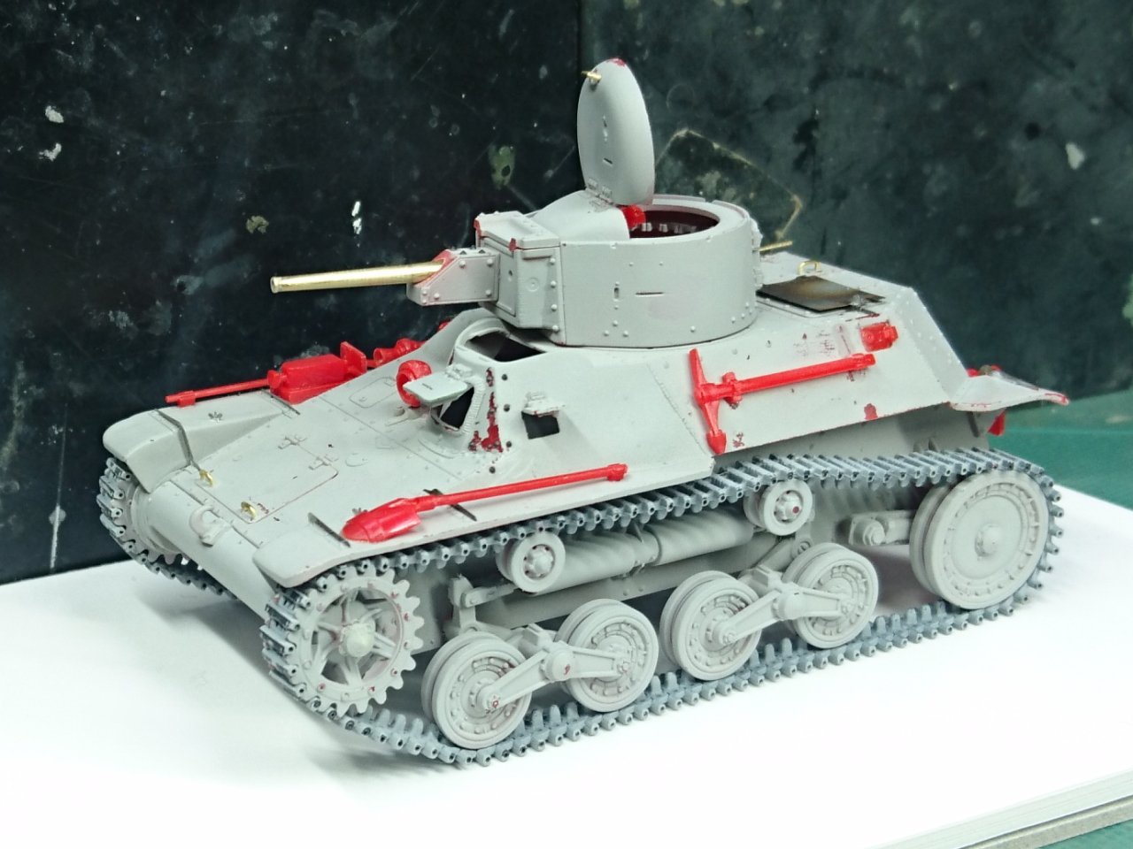 あらけん on Twitter "ファインモールドの九七式軽装甲車テケ続き。 ようやく組み立て完了。フィギュア乗せる予定なので車体上下は