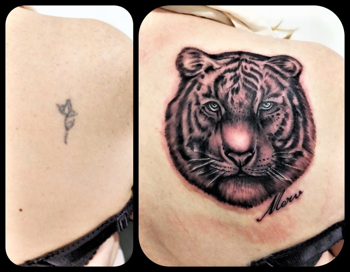 The Twisted Jester On Twitter: "Stunning Realistic Tiger Tattoo Cover-Up By Dave. Picture Doesn't Do It Justice As You Can See The Client Is Quite Swollen Too. Healed Photos To Follow. #Tigertattoo # 932_x_1200_jpg