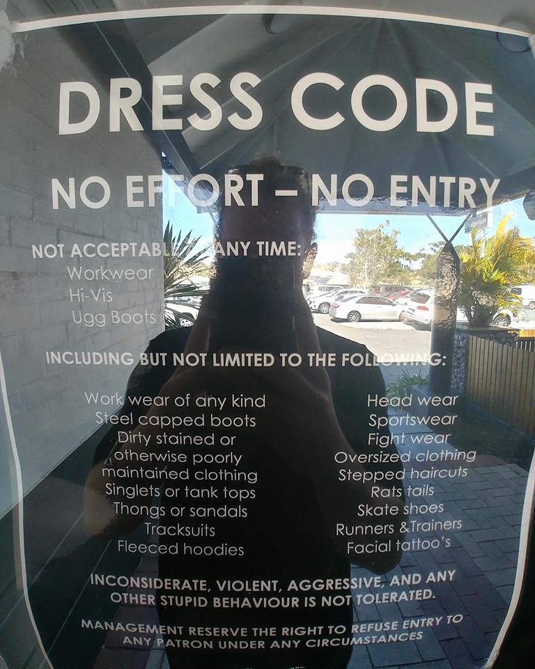 The Today Show On Twitter: "What Are Your Thoughts On This? A Perth Pub's Outrageous 19-Point 'No Effort, No Entry' Dress Code Is Dividing The Internet This Morning! The List Includes Workwear, 960_x_768_jpg