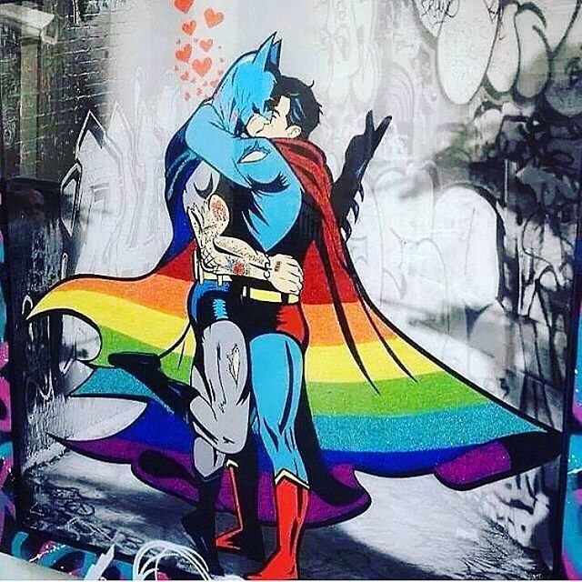 Common Language On Twitter Regram From Lgbtaddaplus Superhero Superheroes Batman Superman Supergay Loveislove Kiss Kisses Streetart Grafitti Rainbow Pride Lgbt Lgbtq Lgbtqa Gay Https T Co D4nc6xkcsk Https T Co Mbtyrcnlrw