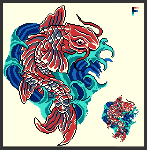 Ale On Twitter: "#Yakuza Tattoo Of A Red Koi Made With Just 10 Colors Of #Juice32 Palette. Real Image Size: 128X163Px #Pixel_Dailies @Pixel_Dailies #Pixelart #Pixel #Aseprite Https://T.co/Ndehzwcljl" / Twitter 511_x_501_png