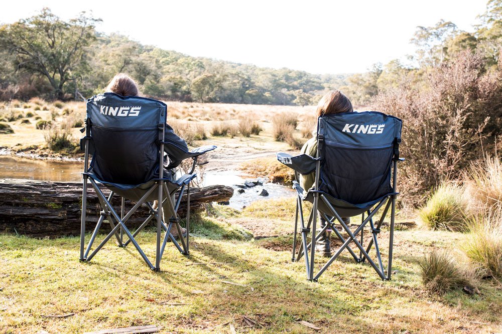 Unwind at camp in the Adventure Kings Throne Camping Chair https