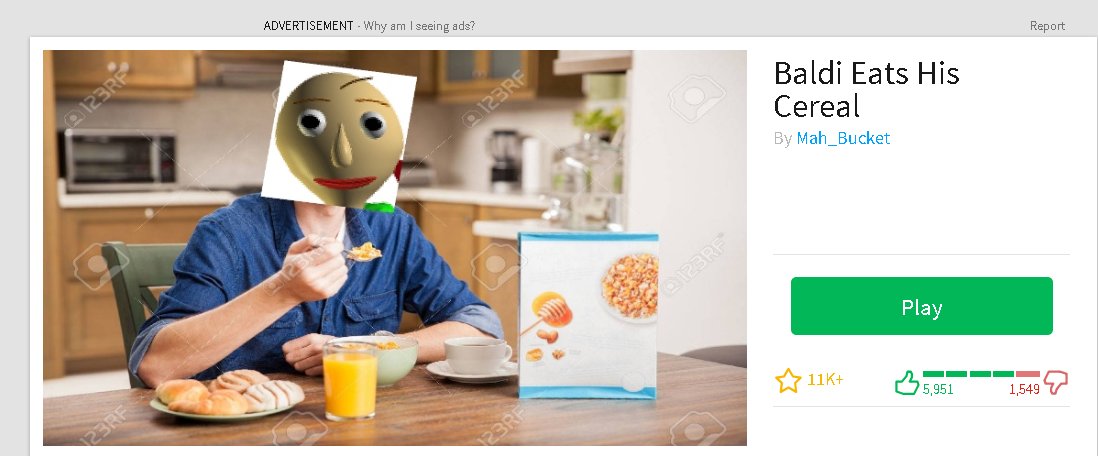 Baldi Eats His Cereal Roblox