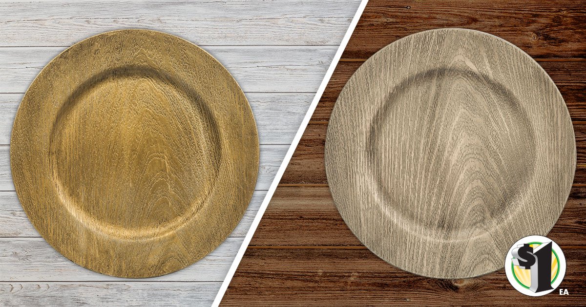 Dollar Tree On Twitter Farmhouse Chargers For Only 1 Say Less Now You Can Bring The Beauty Of The Great Outdoors To Your Event Or Special Day With These New Faux Wood