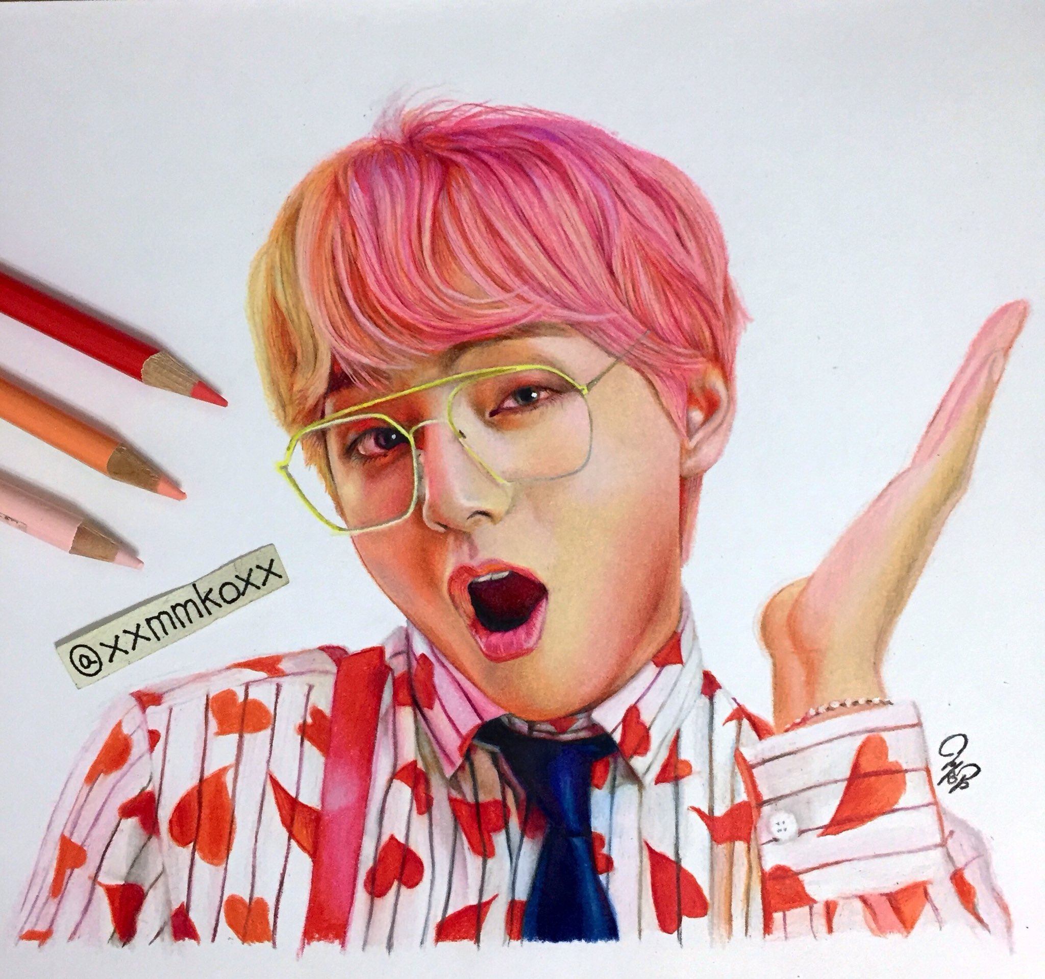 Momoko F on Twitter "Tae 🍓 IDOL BTS drawn with colored pencils…