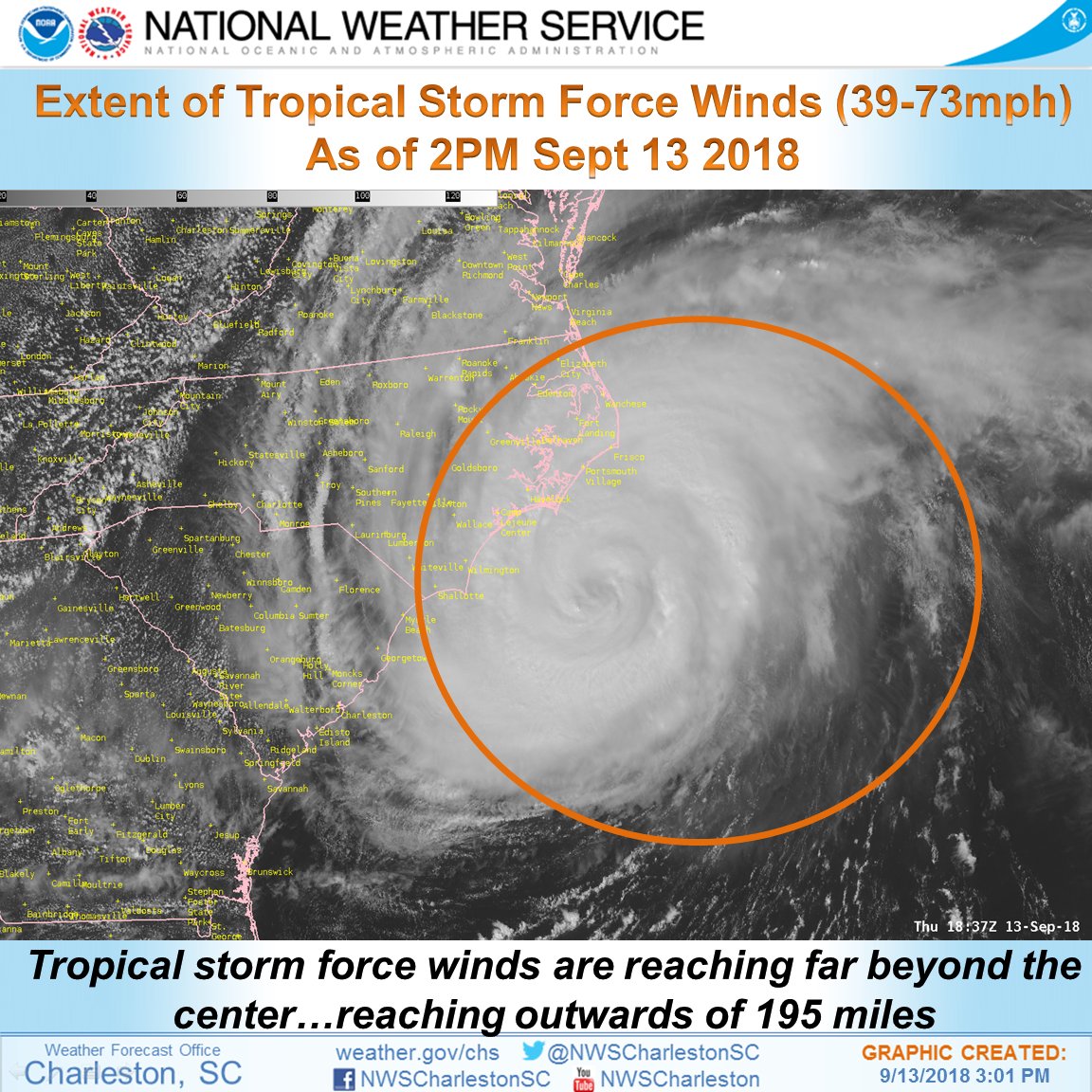 NWS Charleston, SC on Twitter "As of 2pm update, tropical storm winds