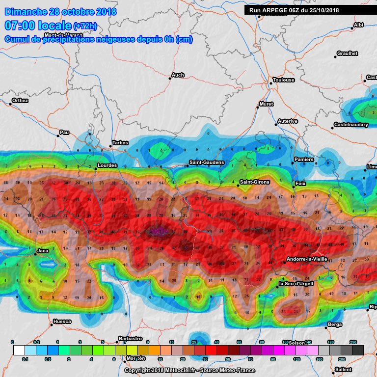Météo Pyrénées on Twitter " ️🙌Cumuls neige prévus par Arpège jusqu’à