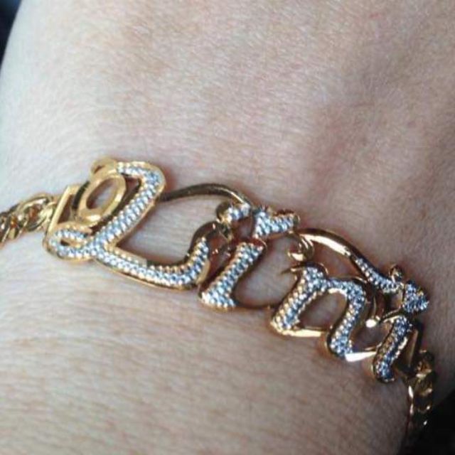 Gelang Emas 916 Ukir Nama Emas 10k atau emas 417.