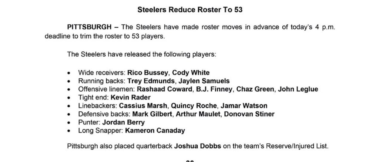 Ed Bouchette on Twitter "All of the Steelers moves today https//t.co