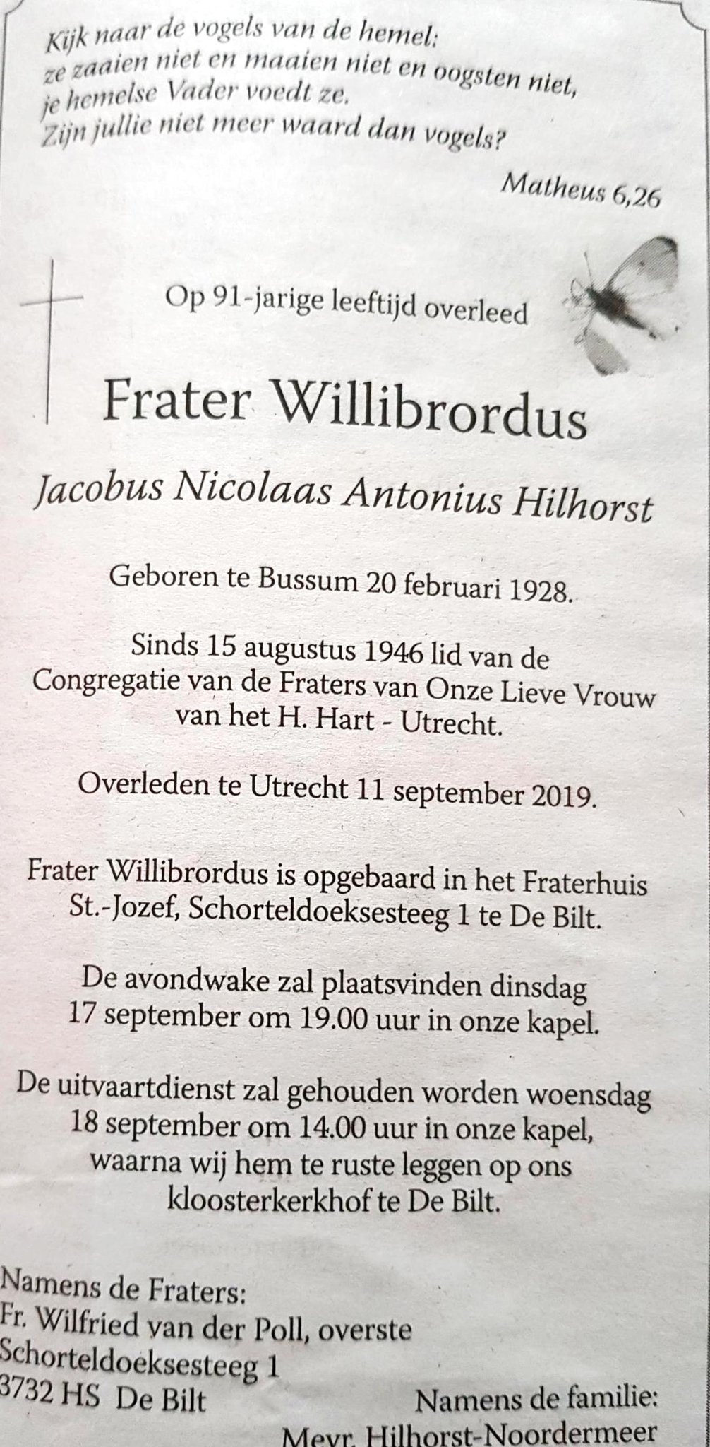 Margie Alders On Twitter: "Ik Zal 'M Missen. R.i.p. Frater Willibrordus (Uit De Gelderlander Van Zat 14 Sept.) Https://T.co/R75Dlyq7Ui" / Twitter