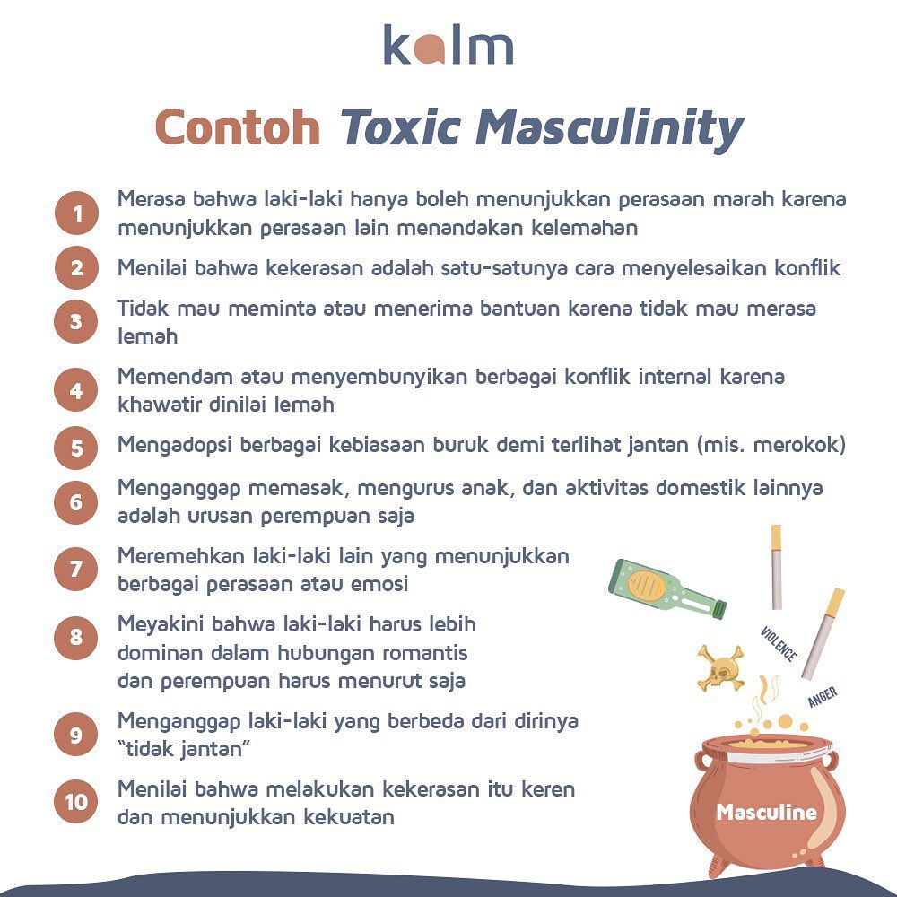 Twitter 上的 Buku Baru: Glossy Gentlemen Guide："“Cowok Tuh Gak Boleh Curhat" “Cowok Yang Gak Ngeroko Gak Jantan" “Cowok Ngerawat Diri = Gay" “Ngurus Anak Kerjaan Istri" Ini Namanya Toxic Masculinity, Isu Parah