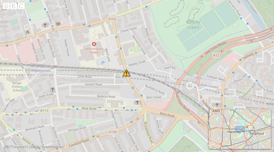 ⚠ In Homerton, Kenworthy Road is blocked near Hassett Road. A lorry has