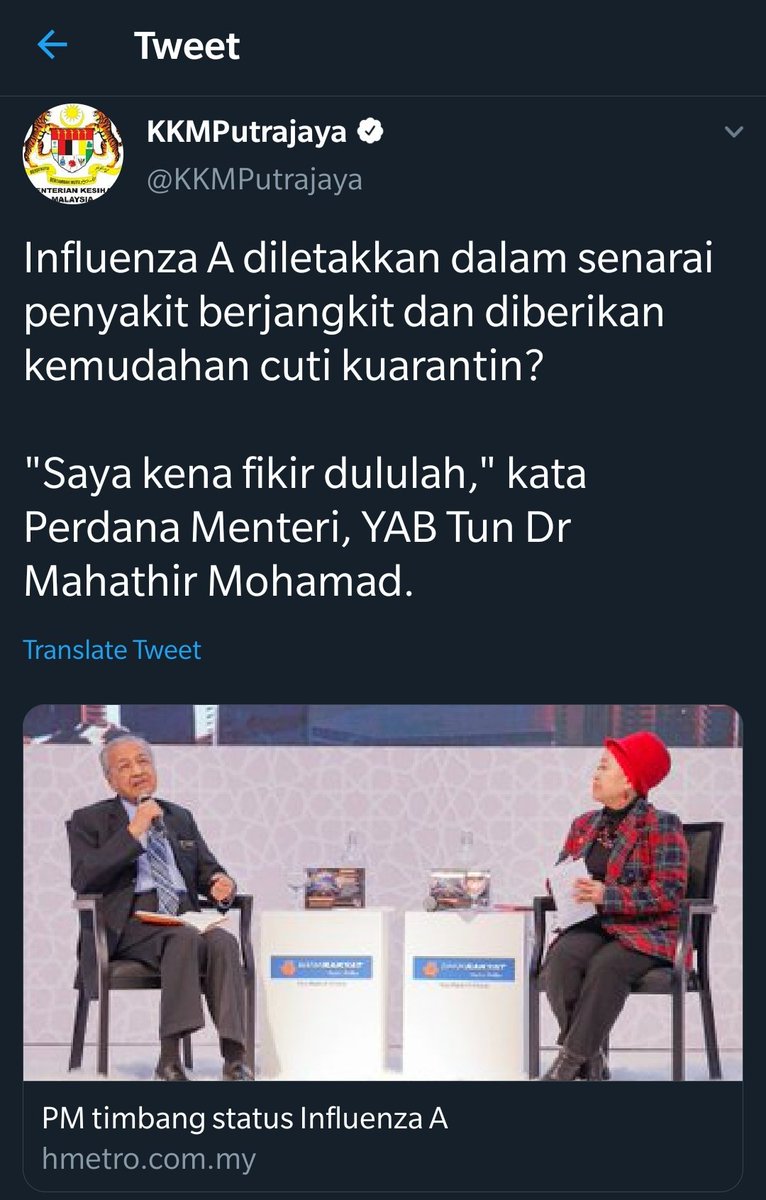 Cuti Kuarantin Influenza A Jangkitan Penyakit