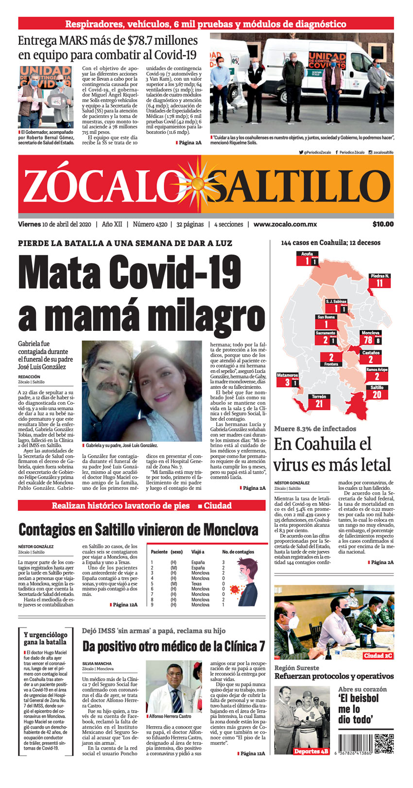 Periódico Zócalo on Twitter "FelizViernes Saltillo ☀️Hoy en portada Mata Covid19 a mamá