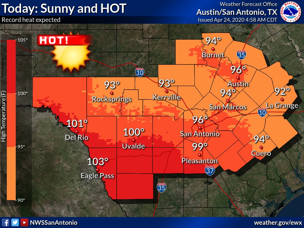 4/24 It will be sunny and hot across south central Texas