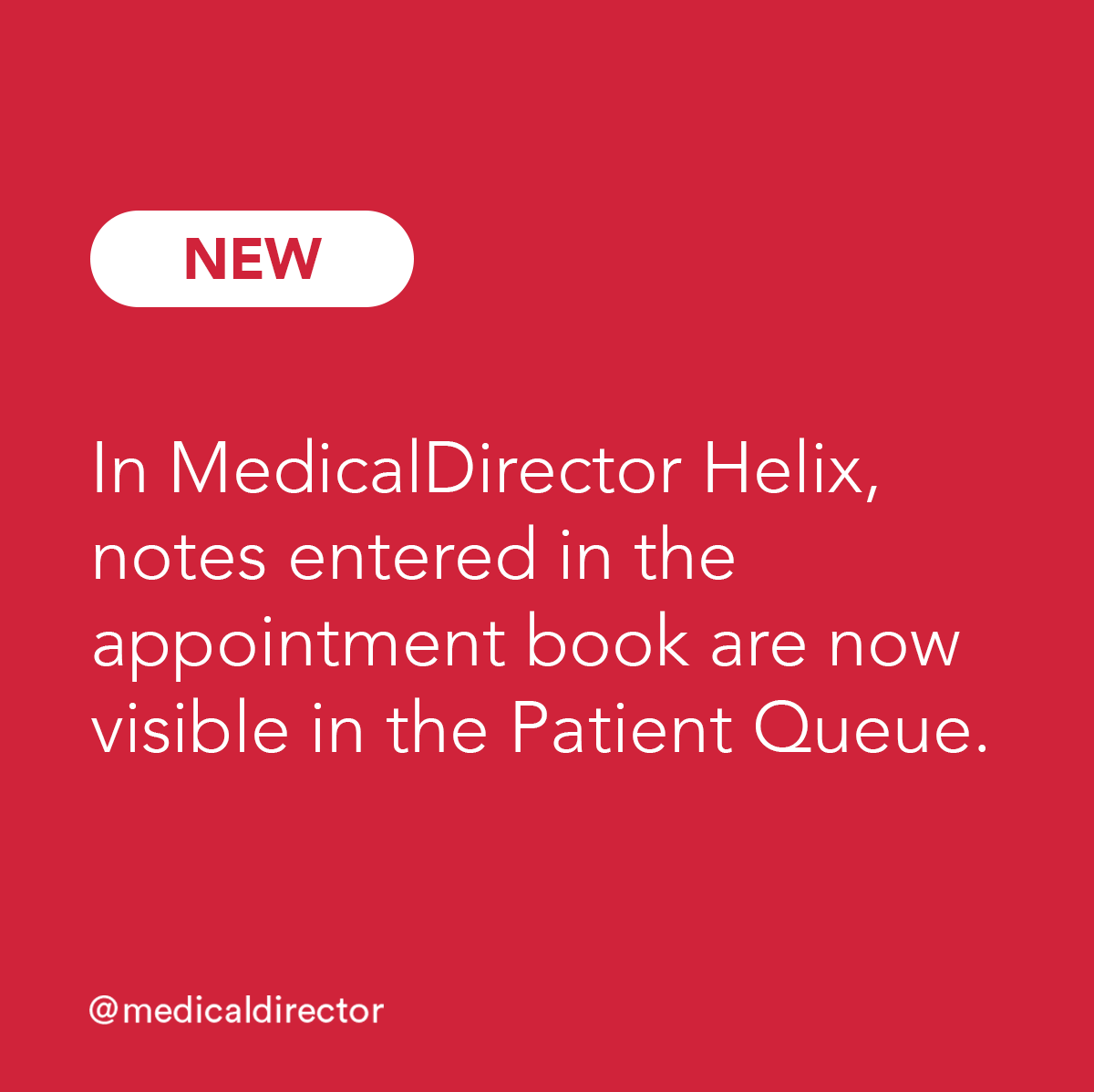 Medicaldirector On Twitter: "In Medicaldirector Helix, Notes Entered In The Appointment Book Are Now Visible In The Patient Queue: Https://T.co/El2Jiucnvx . . . . . #Healthtech #Healthinnovation #Healthsoftware #Clinicalsoftware #Saas #Generalpractice ...