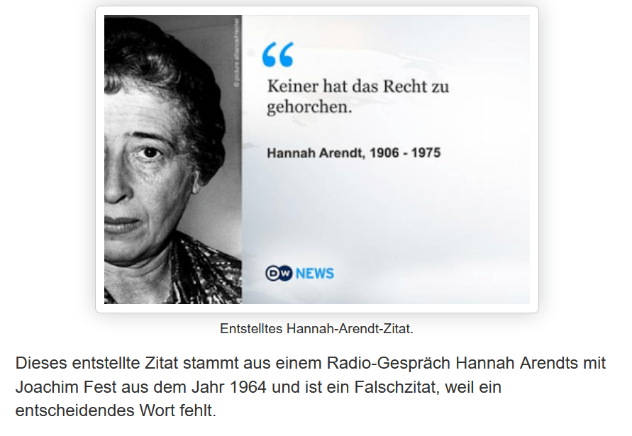 Hannah Arendt Vita Activa Zitate DE Zitat