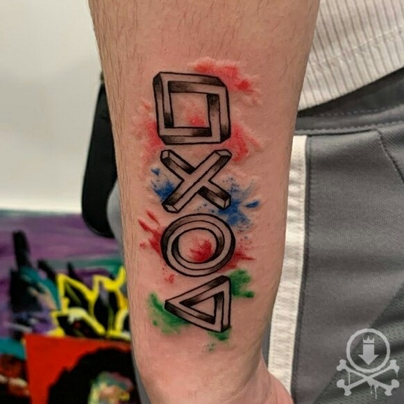Nj Tattoo & Piercing A Twitter: "Watercolor Style @Playstation Icons Tattooed By Mario Rivera Jr At Our Deptford, Nj Shop 🎮📺 #12Ozstudios #Team12Oz #Tattoo #Tattooartist #Playstation #Gamer Https://T.co/Pvez4Xycfg" / Twitter 582_x_582_jpg