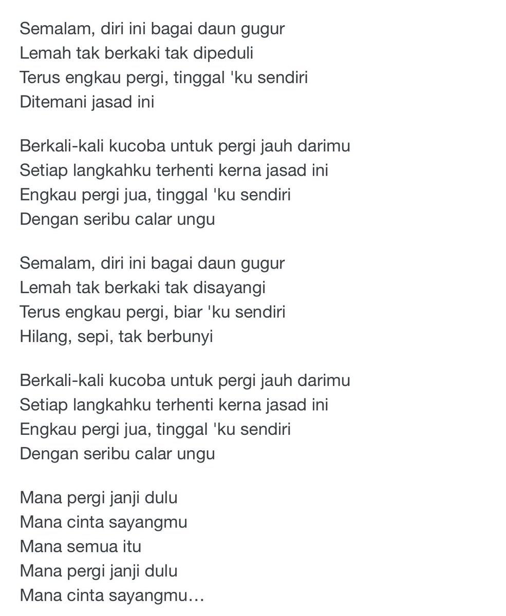 hari ini dan semalam lirik