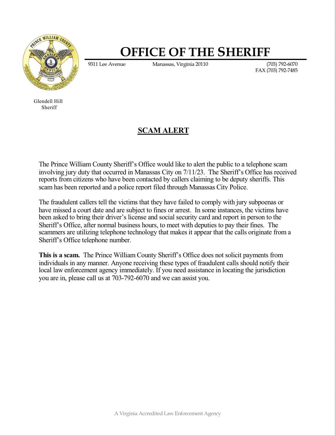 Prince William County Police Department on Twitter "Please see this